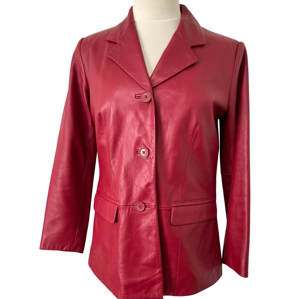 Preston & York Red Genuine Lambskin Jacket Button Front SM
